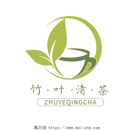 白色背景绿色茶叶LOGO竹叶清茶LOGO茶叶logo